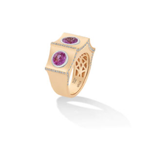 Anello Oro Diamanti e Zaffiri Rosa