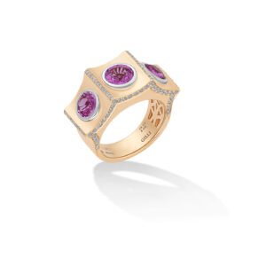 Anello Oro Diamanti e Zaffiri Rosa