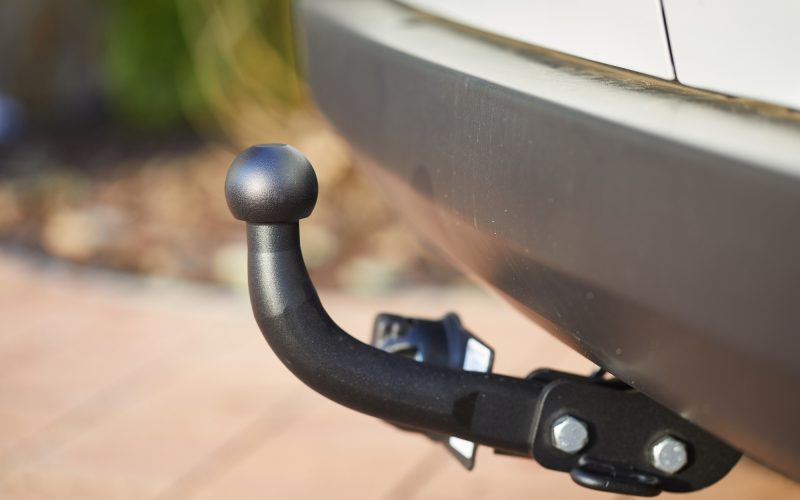 Towbar on a car, black steel part